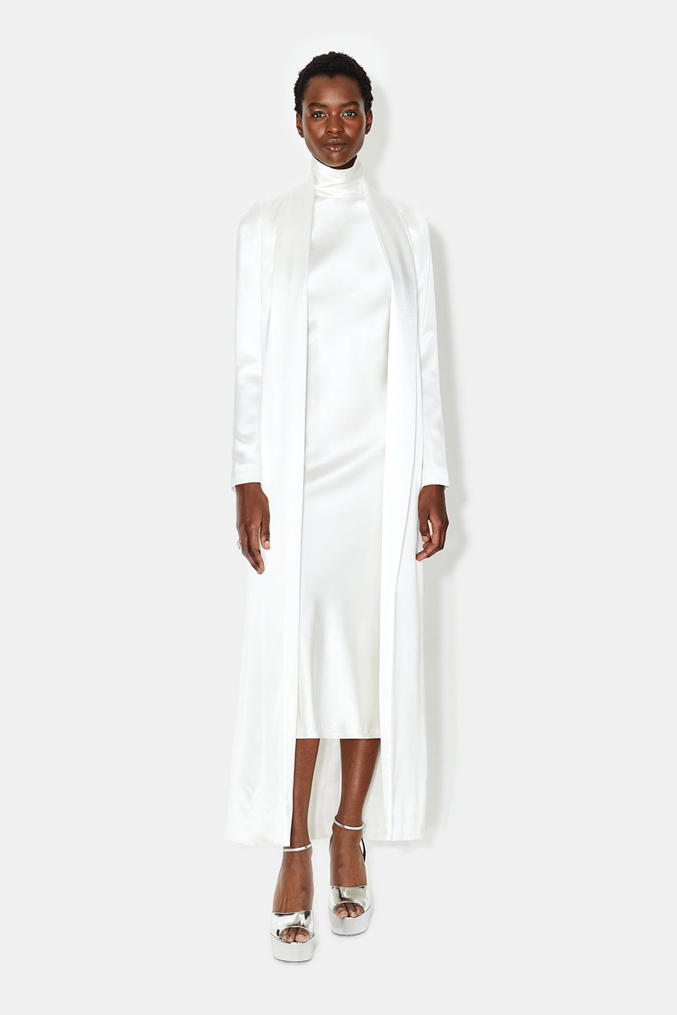 Bridal Satin Trench Coat Galvan London UK