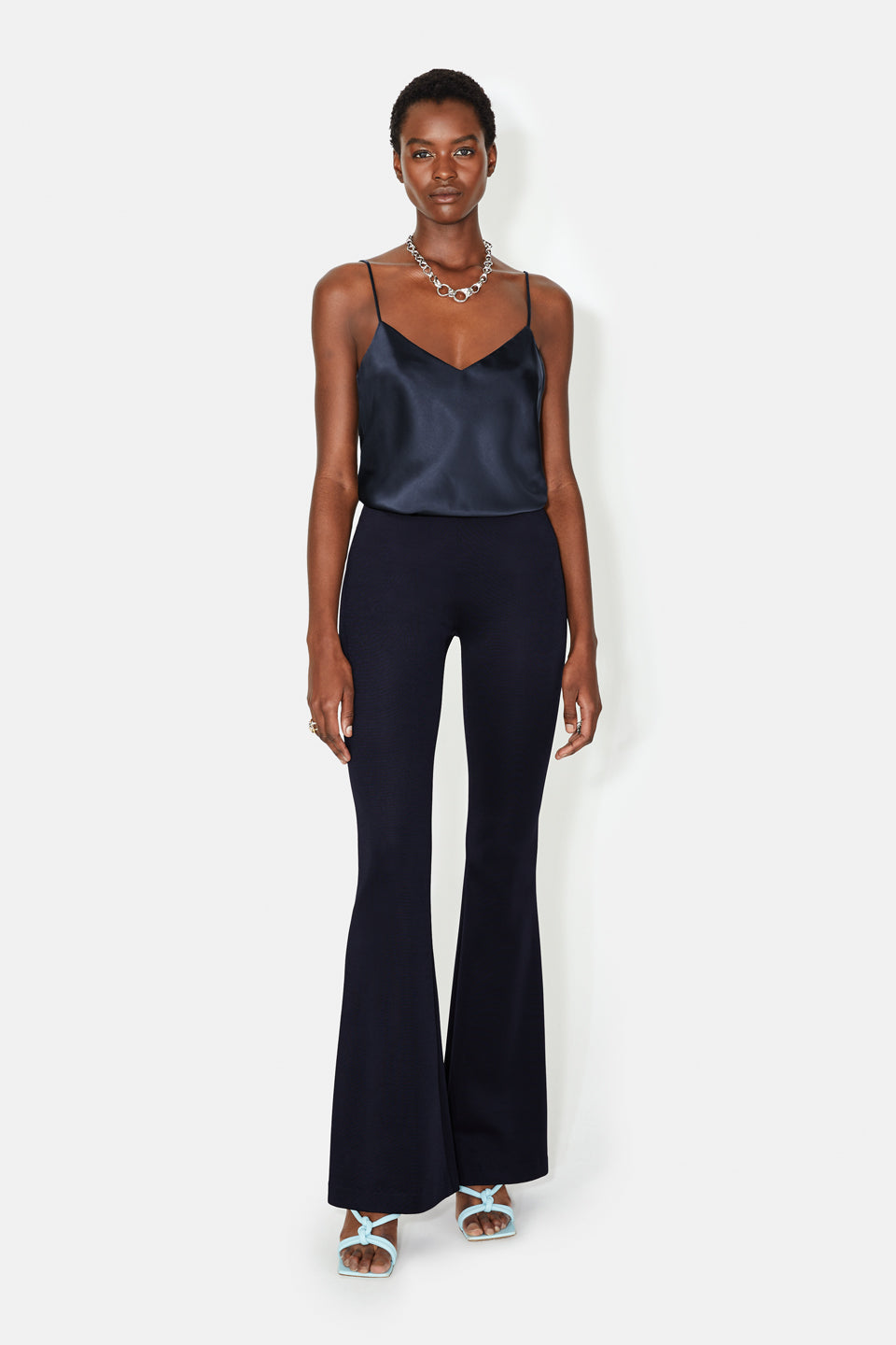 Flared navy trousers 2025