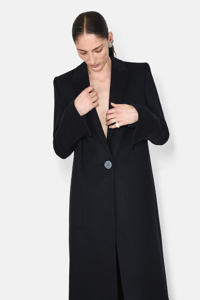 CROPPED BOYFRIEND COAT - MIDNIGHT