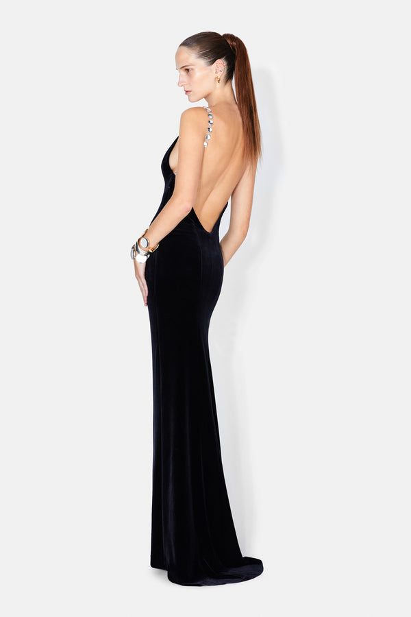 Avedon Globe Velvet Dress - Black