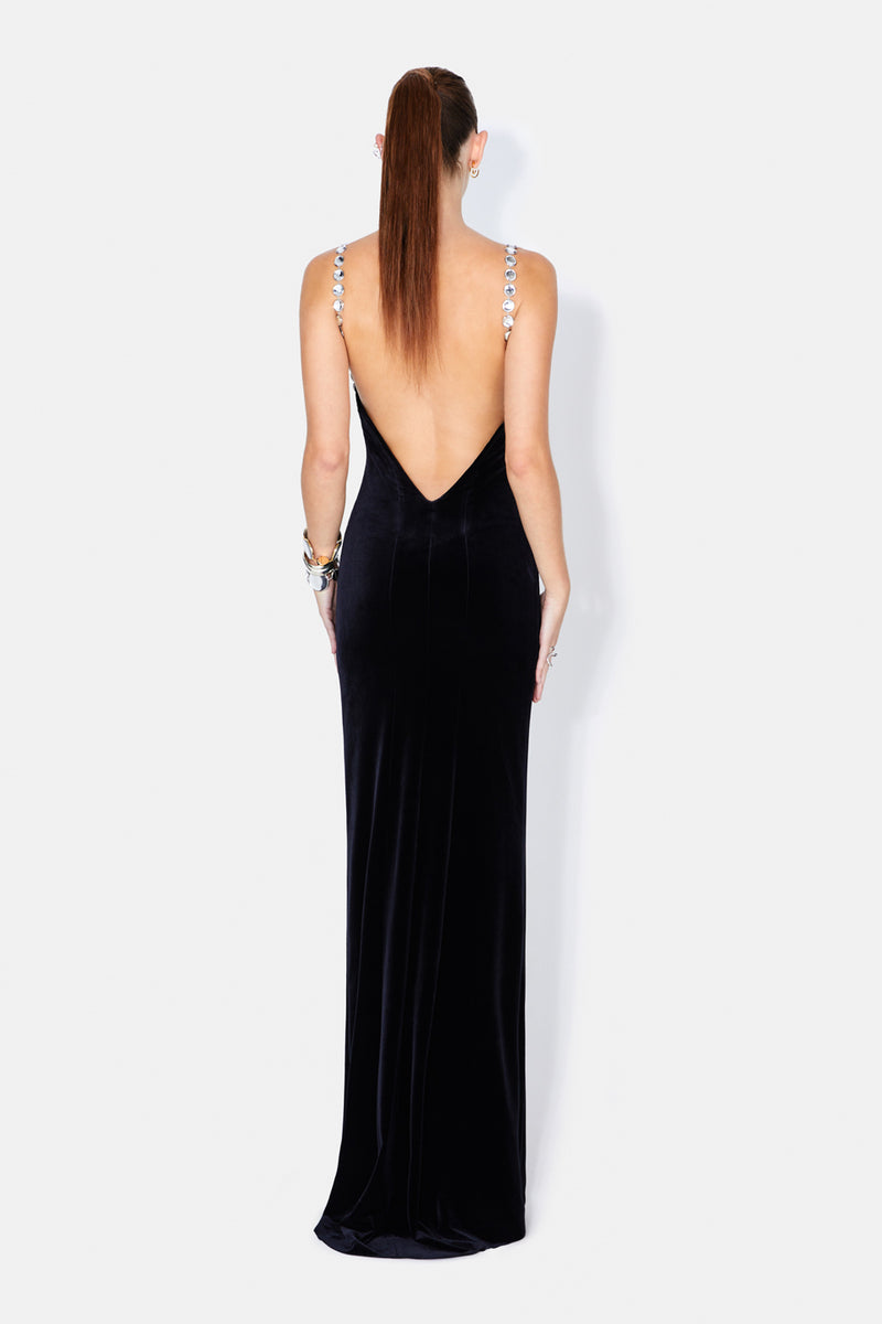 Avedon Globe Velvet Dress - Black