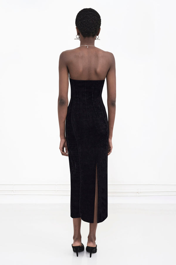 Titania Velvet Bustier Dress - Black