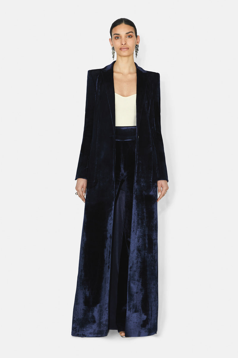 Sculpted Velvet Coat - Midnight