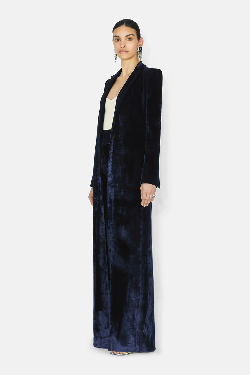 Sculpted Velvet Coat - Midnight