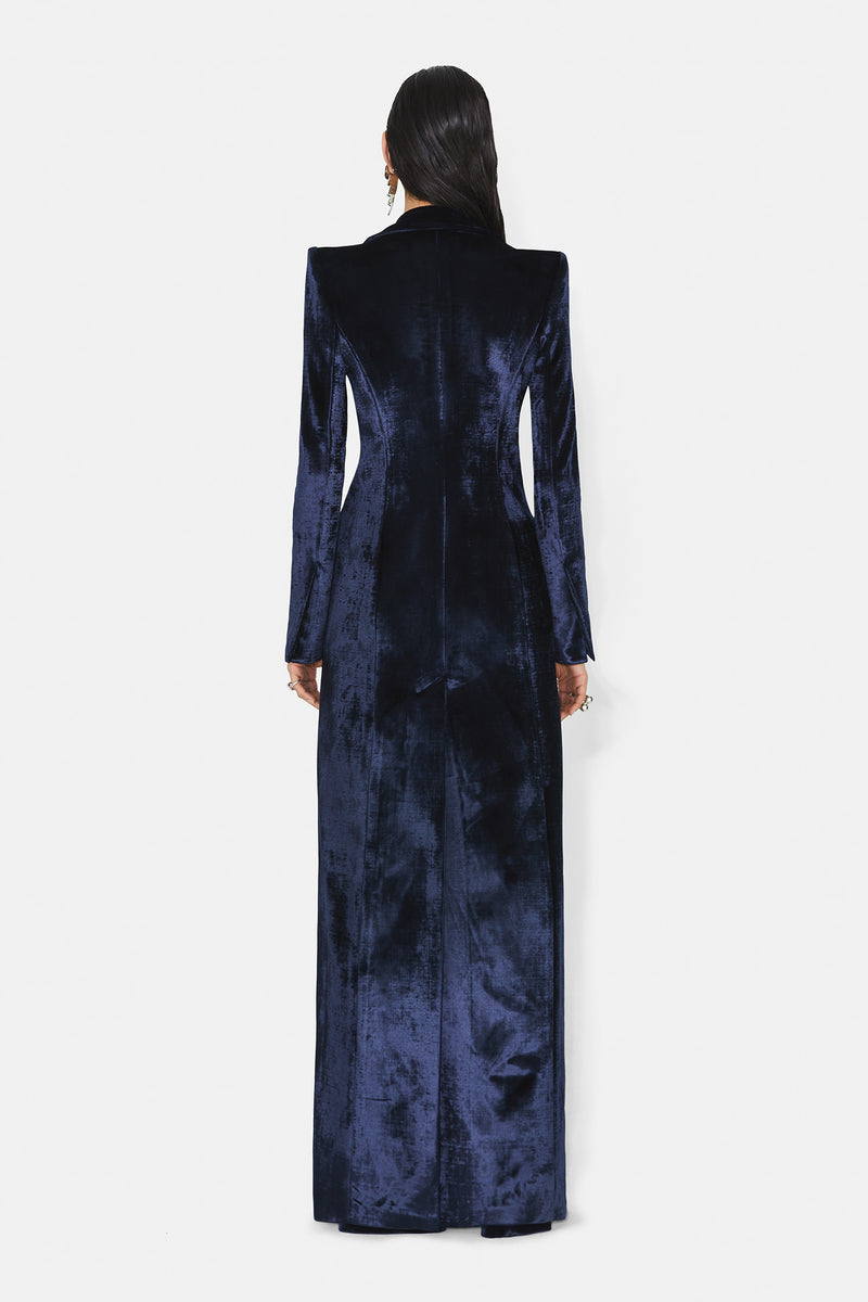 Sculpted Velvet Coat - Midnight