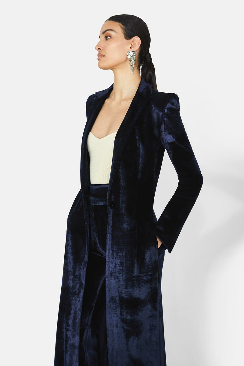 Sculpted Velvet Coat - Midnight