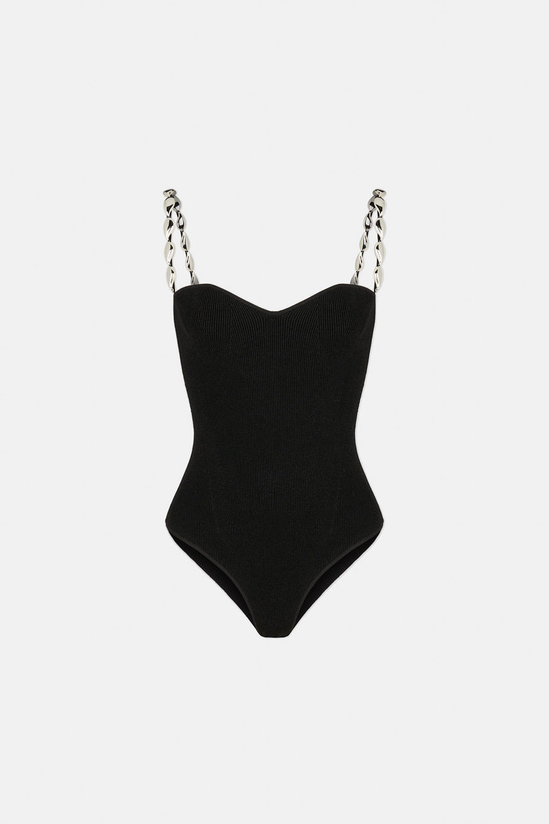 Crystal Wave Bodysuit - Black