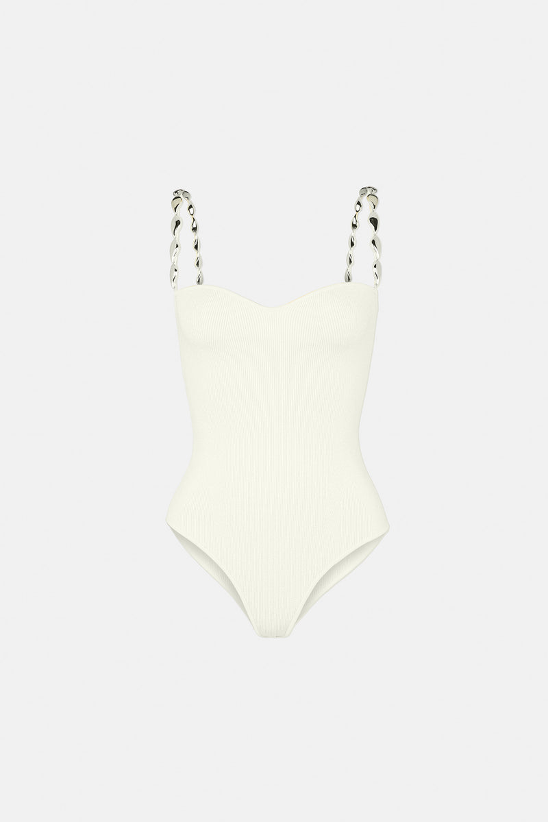 Crystal Wave Bodysuit - Creme