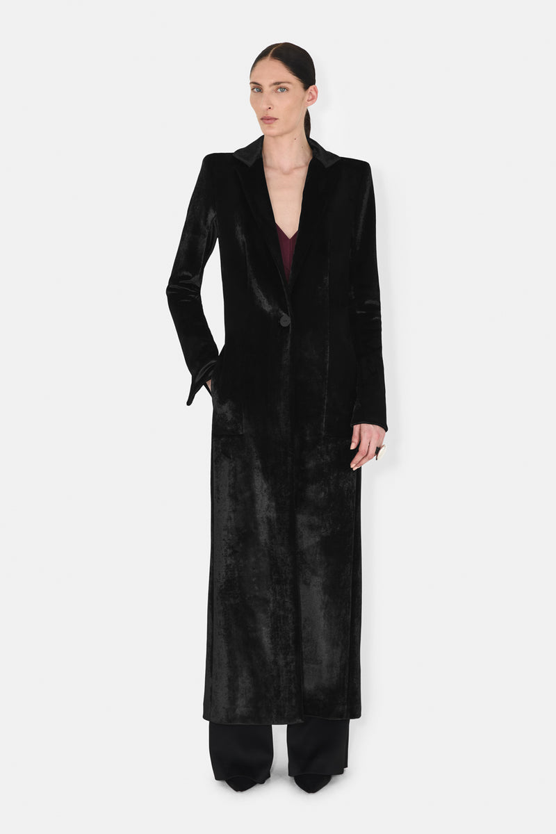 Sculpted Velvet Coat - Black