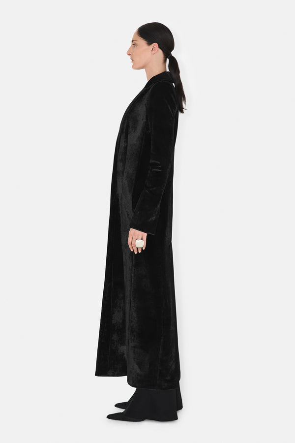 Sculpted Velvet Coat - Black