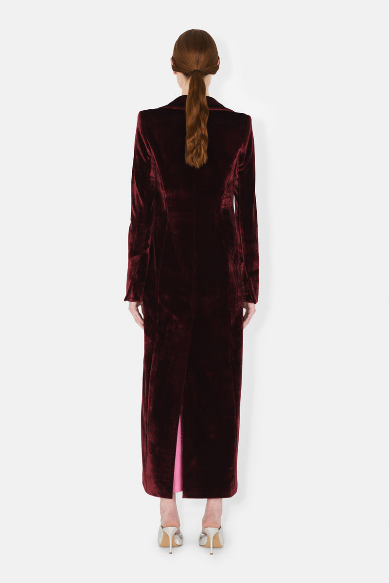 Sculpted Velvet Coat - Oxblood