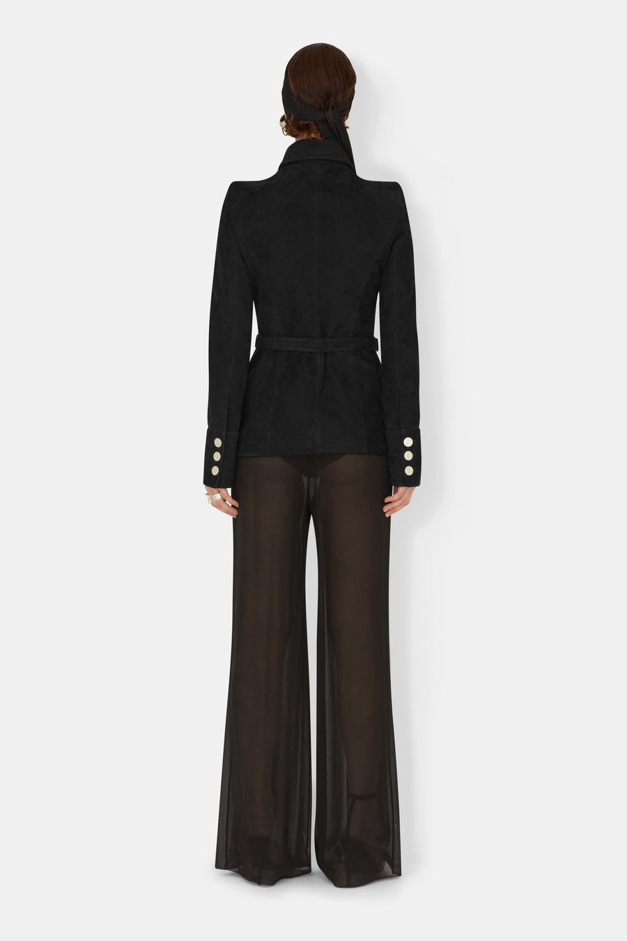 Buttoned Up Suede Jacket - Onyx