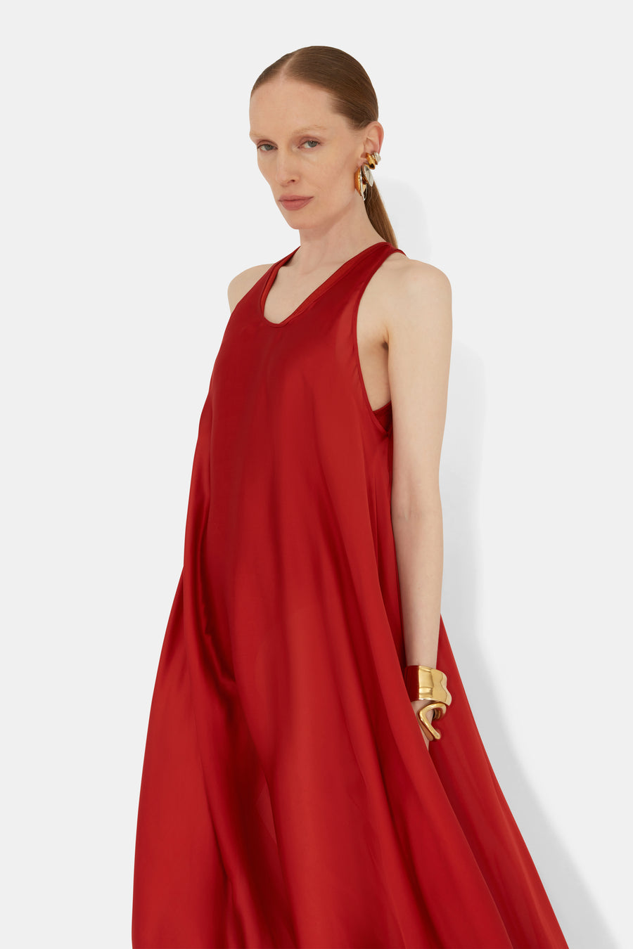 Amorphous Silk Dress - Tomato