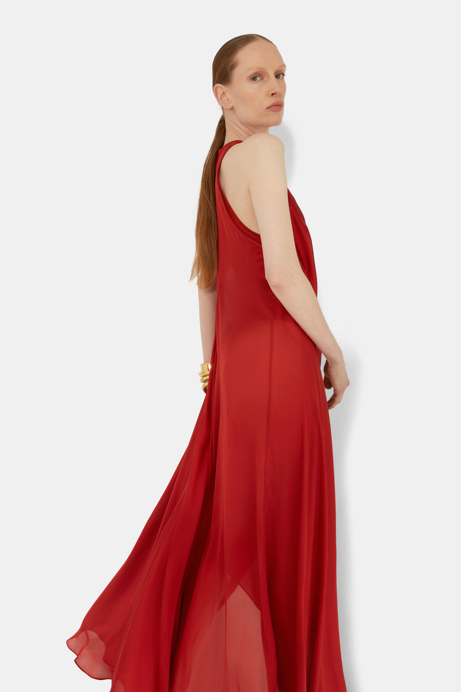 Amorphous Silk Dress - Tomato
