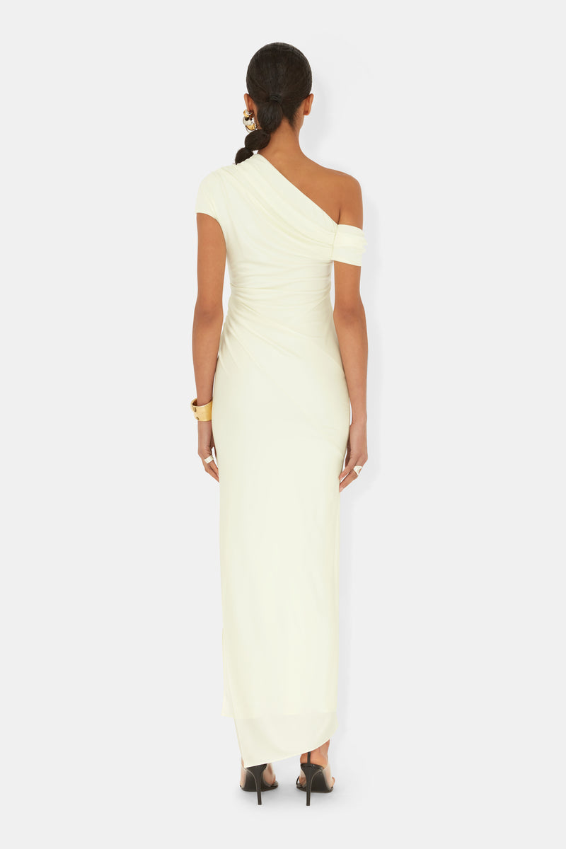 Cascading Off-The-Shoulder Dress - Lemon
