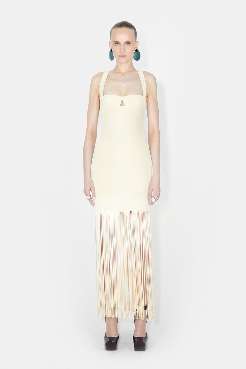 Fringe Diana Dress - Creme