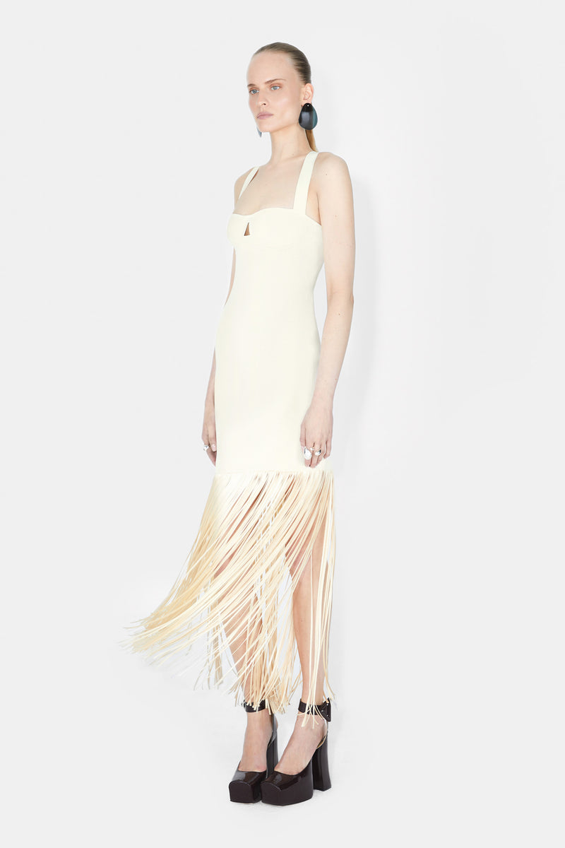 Fringe Diana Dress - Creme