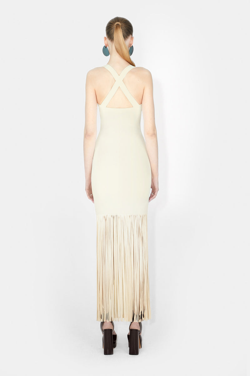 Fringe Diana Dress - Creme