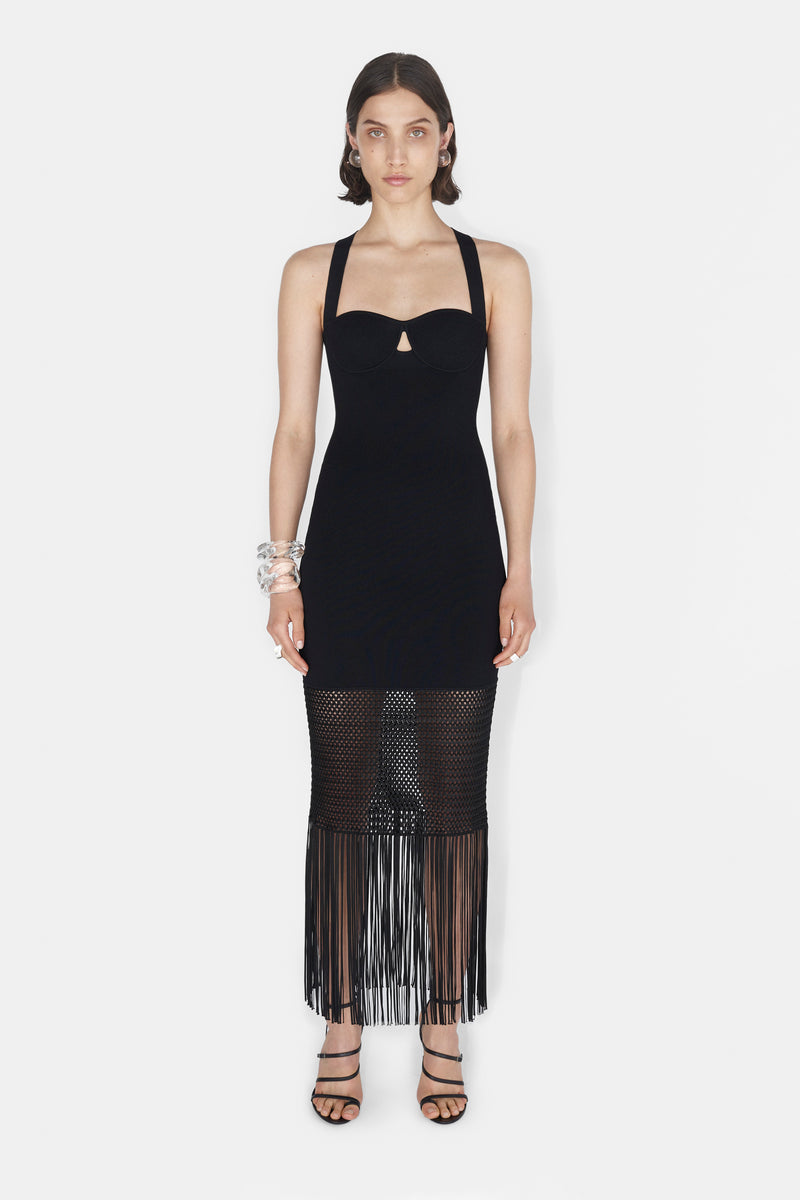 Fringe Diana Dress - Black