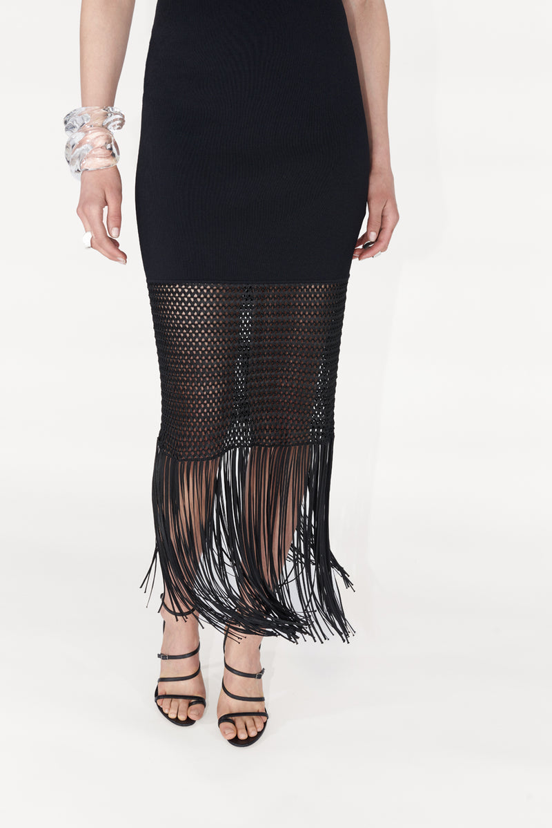 Fringe Diana Dress - Black