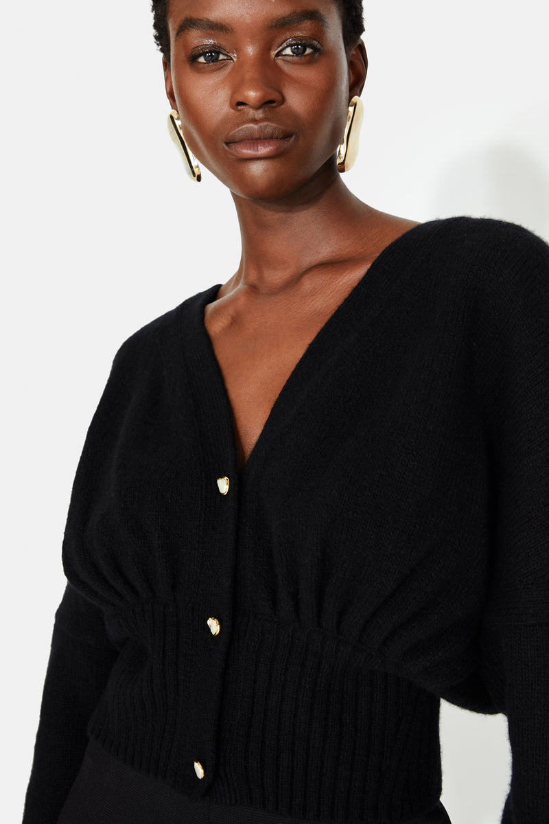 Black cardigan with pearl buttons store